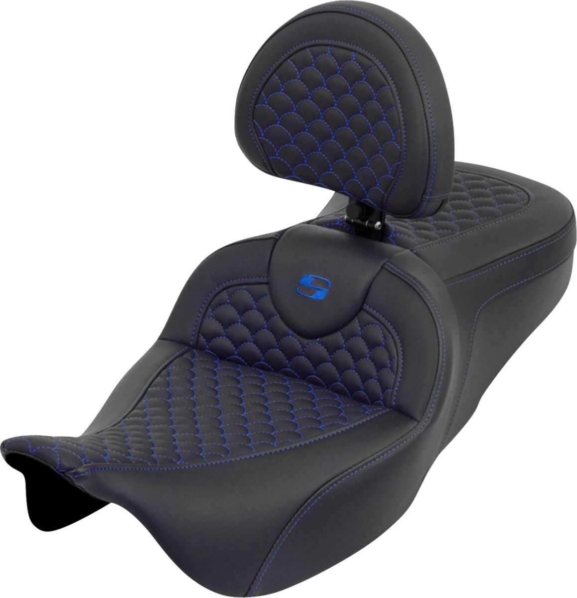 Roadsofa™ Seat - Dragon Scale Stitch - Blue Stitch - w/ Backrest