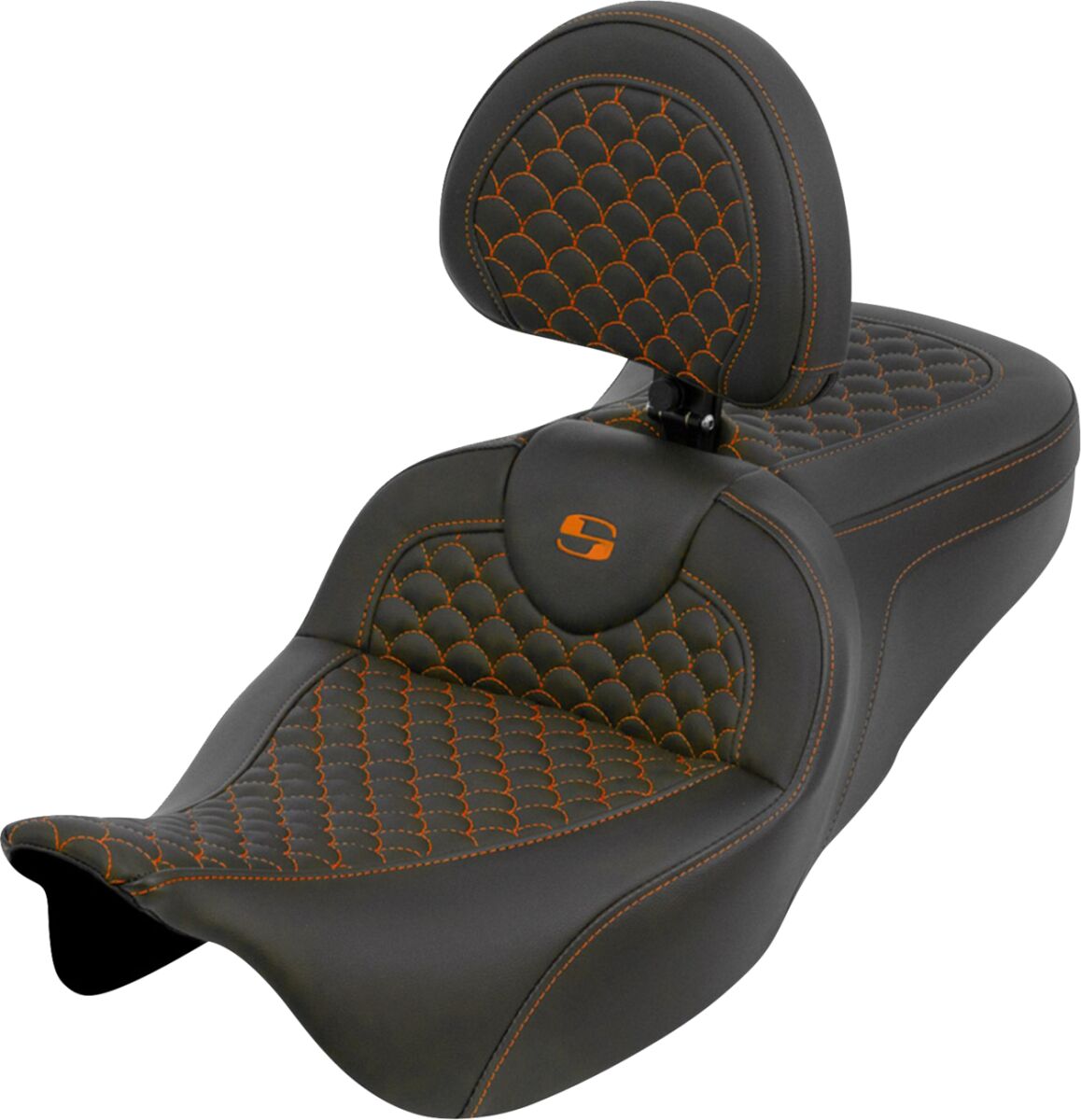 Roadsofa™ Seat - Dragon Scale Stitch - Orange Stitch - w/ Backrest