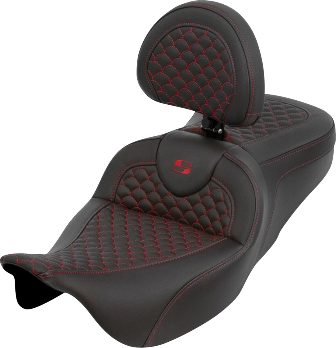 Roadsofa™ Seat - Dragon Scale Stitch - Red Stitch - w/ Backrest