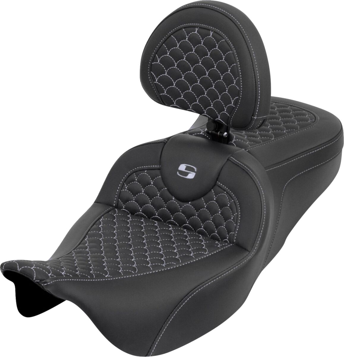 Roadsofa™ Seat - Dragon Scale Stitch - Silver Stitch - w/ Backrest