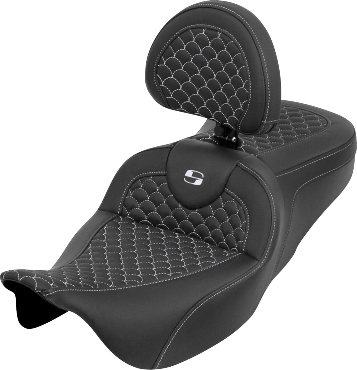Roadsofa™ Seat - Dragon Scale Stitch - White Stitch - w/ Backrest