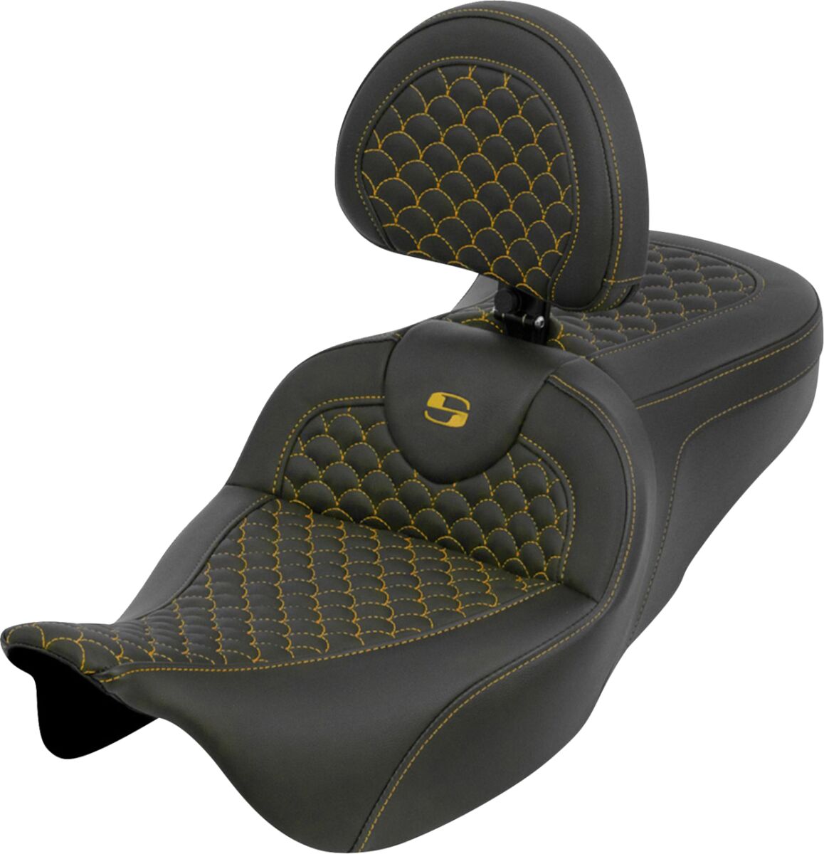 Roadsofa™ Seat - Dragon Scale Stitch - Gold Stitch - w/ Backrest