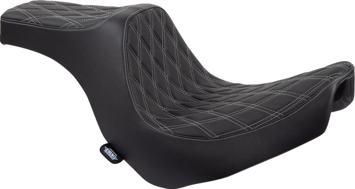 Predator III Seat - Double Diamond - Black w/ Silver Stitching - Softail 18+