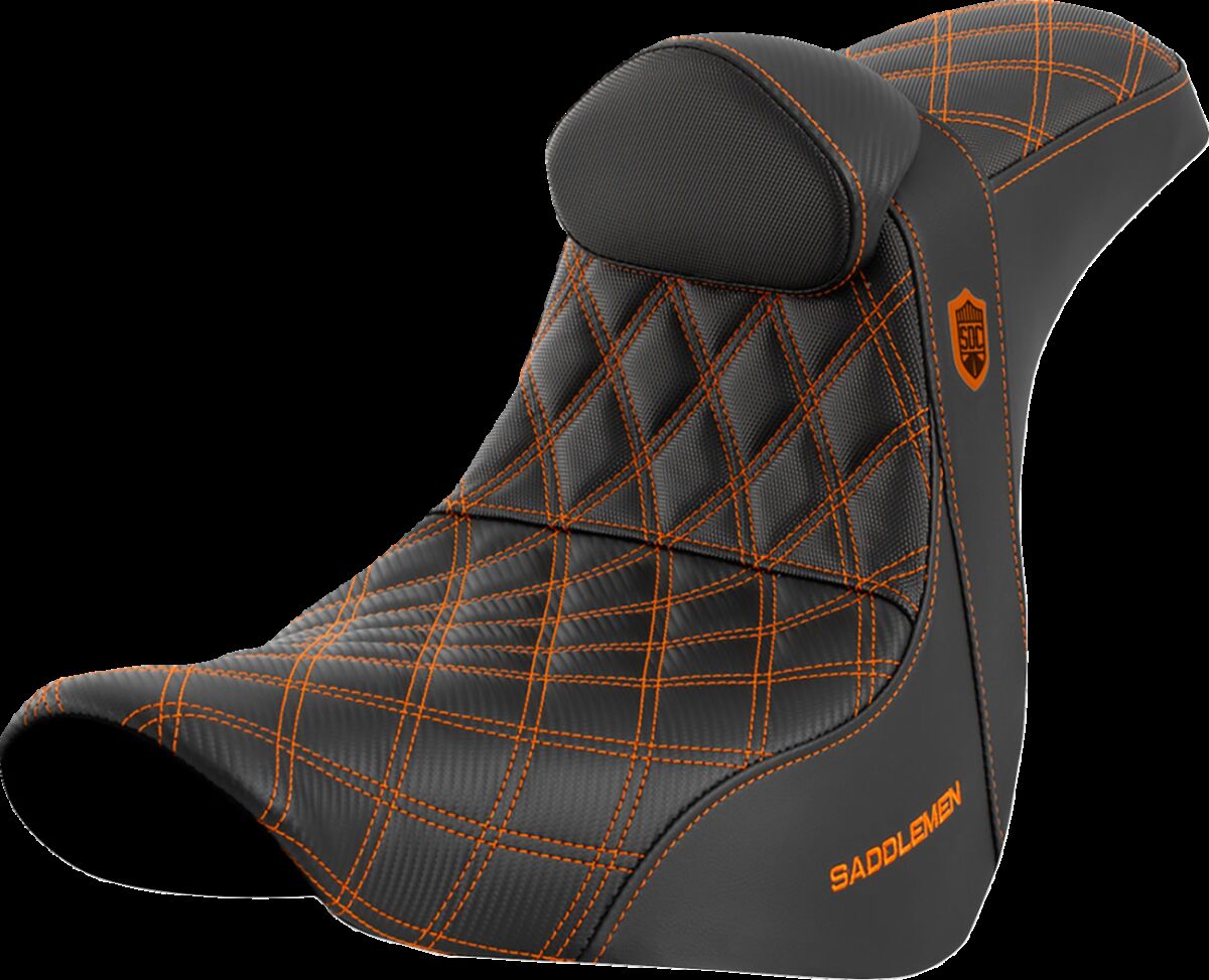 SEAT SDC PERF GRIPPER W/BR ORANGE STITCH