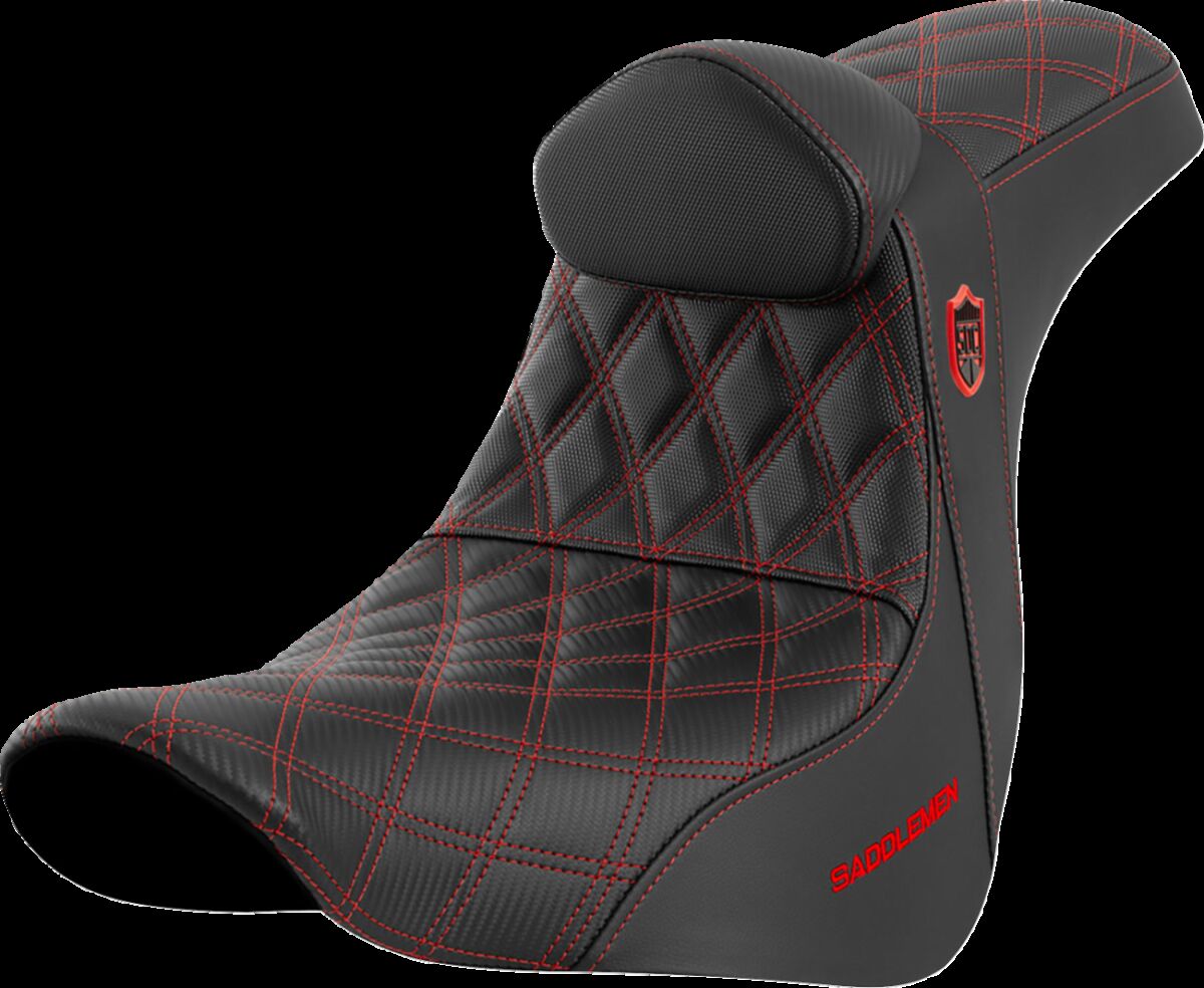 SEAT SDC PERF GRIPPER W/BR RED STITCH