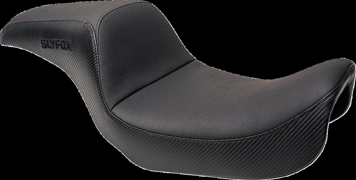 Seat Slyfox Blk Vinyl w/slipstp Smth CF Blk Logo Dyna 96-03