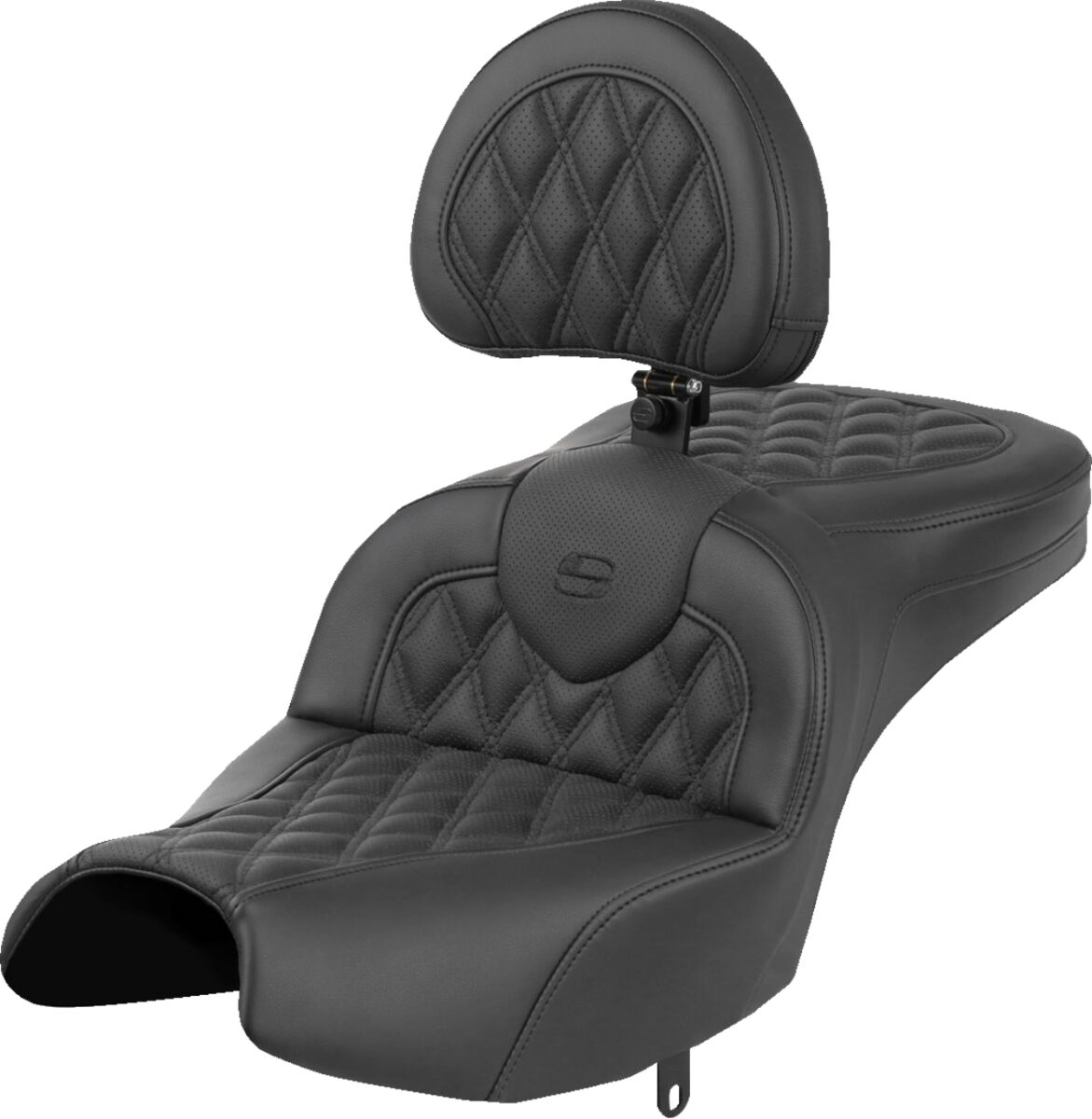 Roadsofa™ Seat - With Backrest - Black - Lattice Stitch - Indian