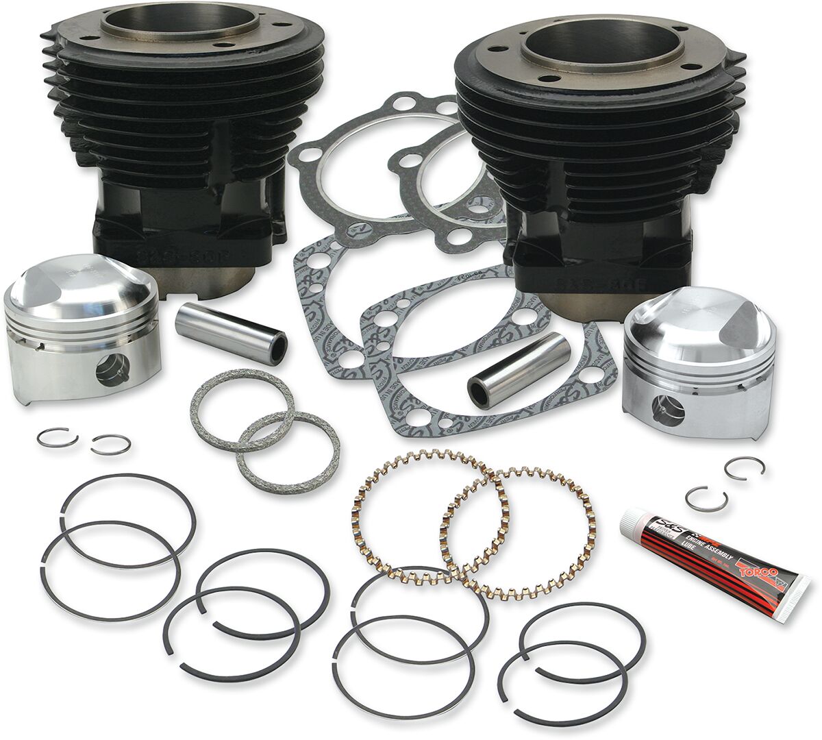 CYLINDER AND STANDARD COMPRESSION PISTON KIT 80" 3-1/2" BORE GLOSS BLACK FINISH