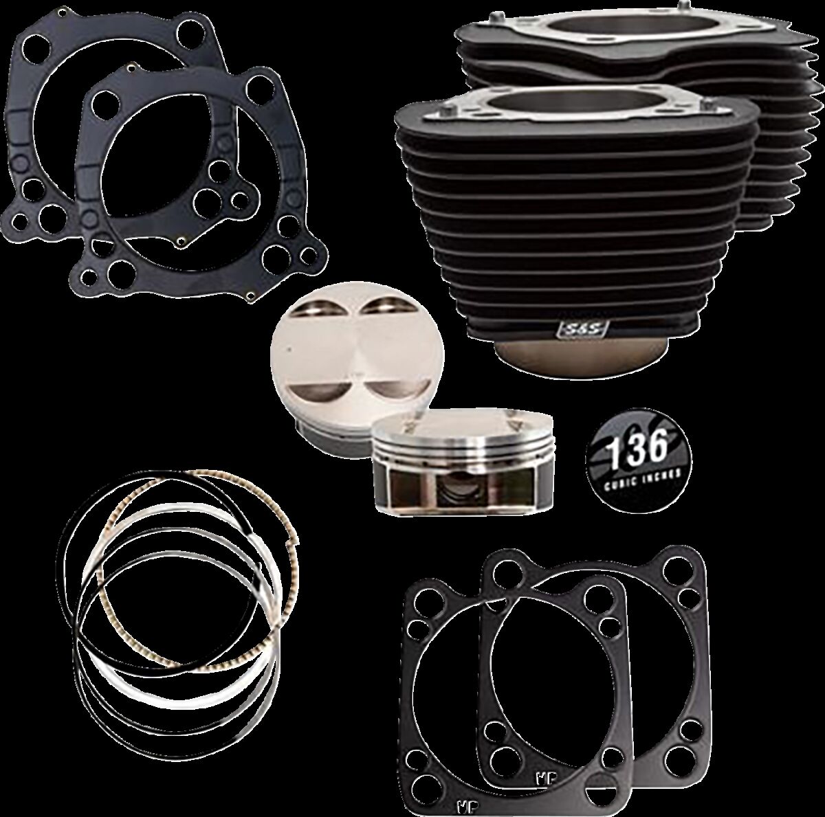 Cylinder Kit 136" Black with Non-Highlighted Fins M8