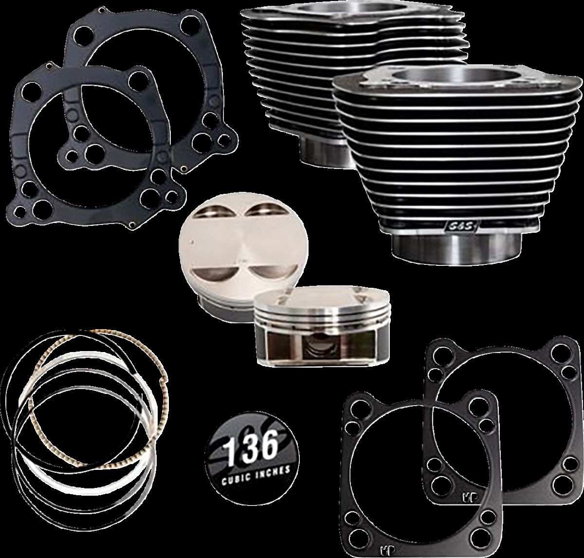 Cylinder Kit 136" with Highlighted Black Granite Fins M8