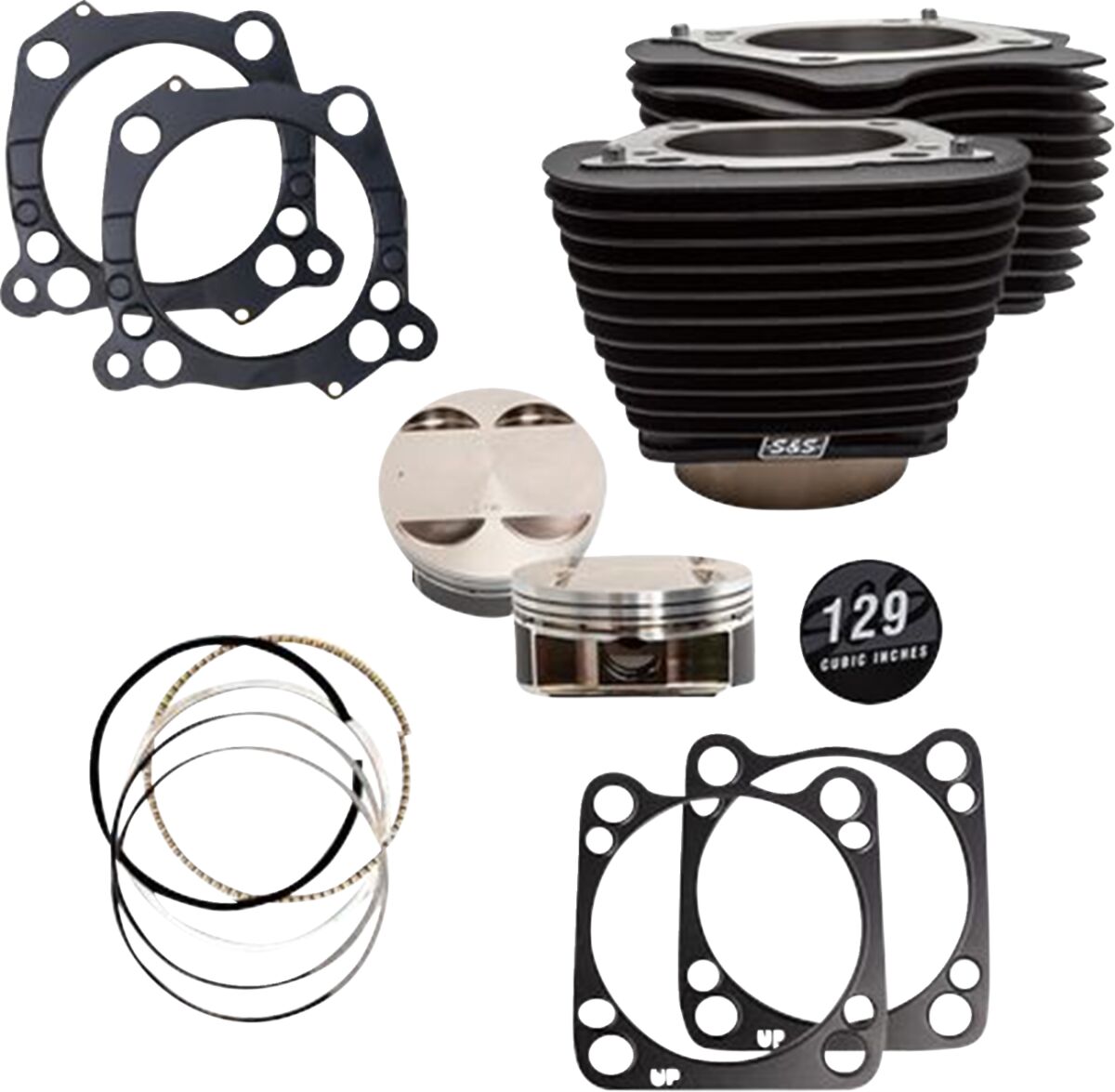 129" Cylinder Kit - 4.375" Stroke - Wrinkle Black w/o Highlighted Fins - M8