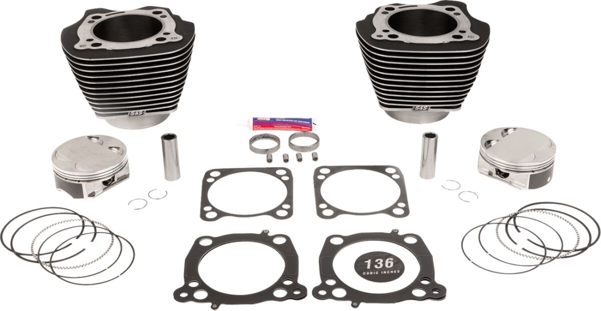 136" Cylinder Kit - 4.625" Stroke - Wrinkle Black w/Highlighted Fins - M8