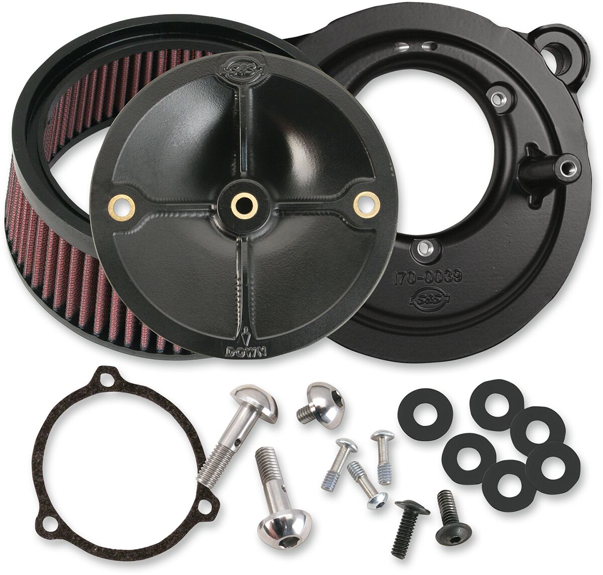 AIR CLEANER KITS STEALTH W/O COVER FOR 58MM THROTTLE HOG BODIES BLACK