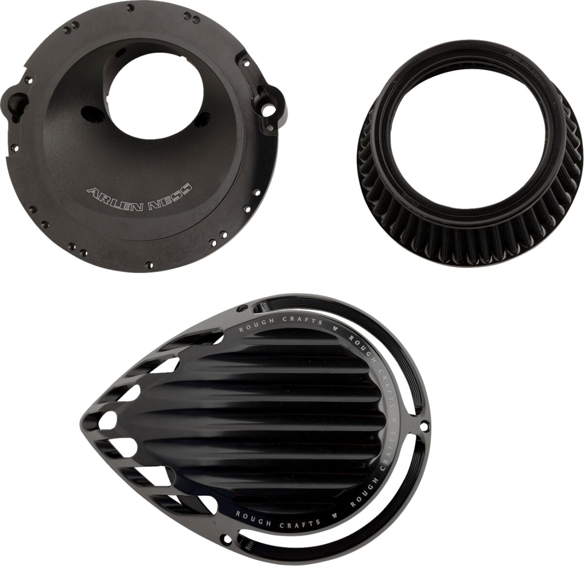 AIR CLEANER ROUGH CRAFTS ROUND ALL BLACK