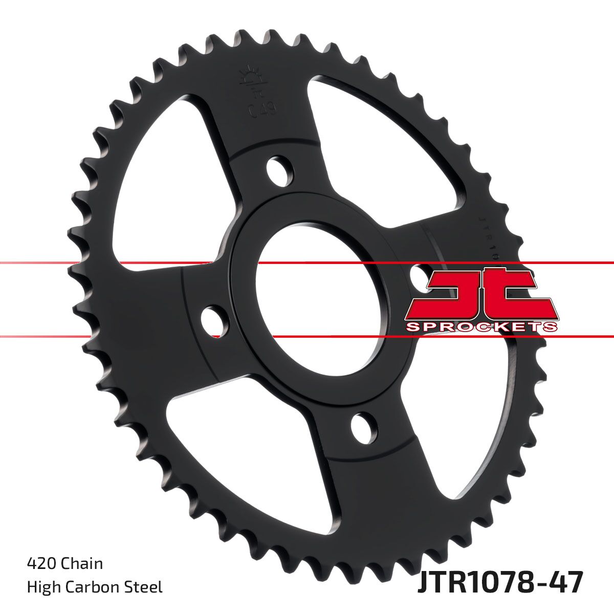 JTR1078.47 REAR REPLACEMENT SPROCKET 47 TEETH 420 PITCH NATURAL STEEL
