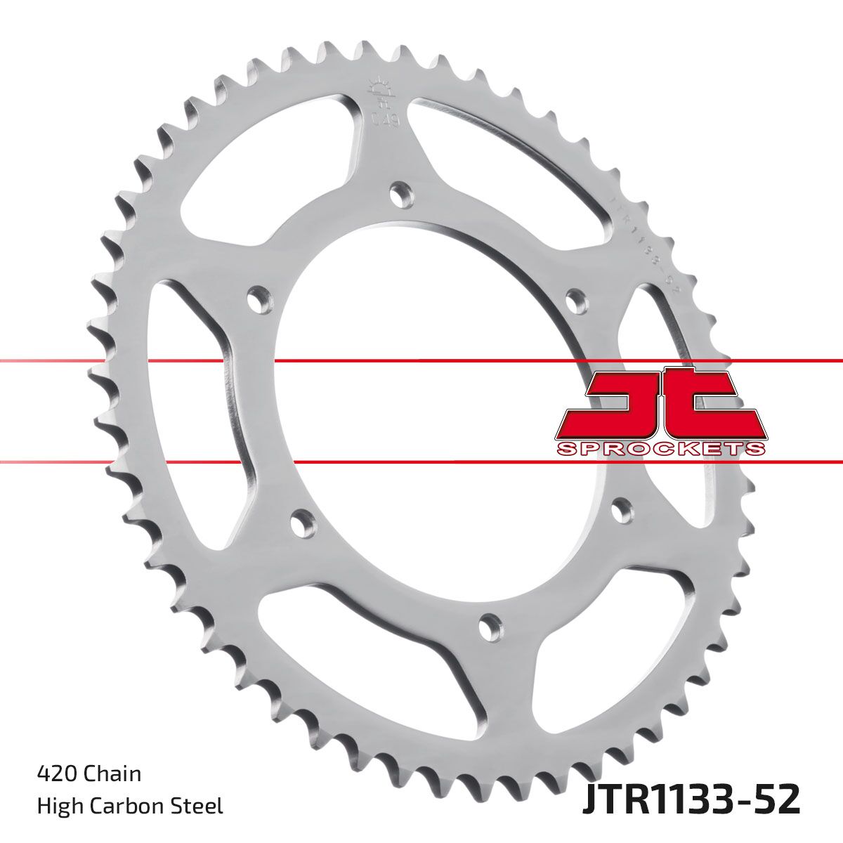 JTR1133.52 REAR REPLACEMENT SPROCKET 52 TEETH 420 PITCH NATURAL STEEL