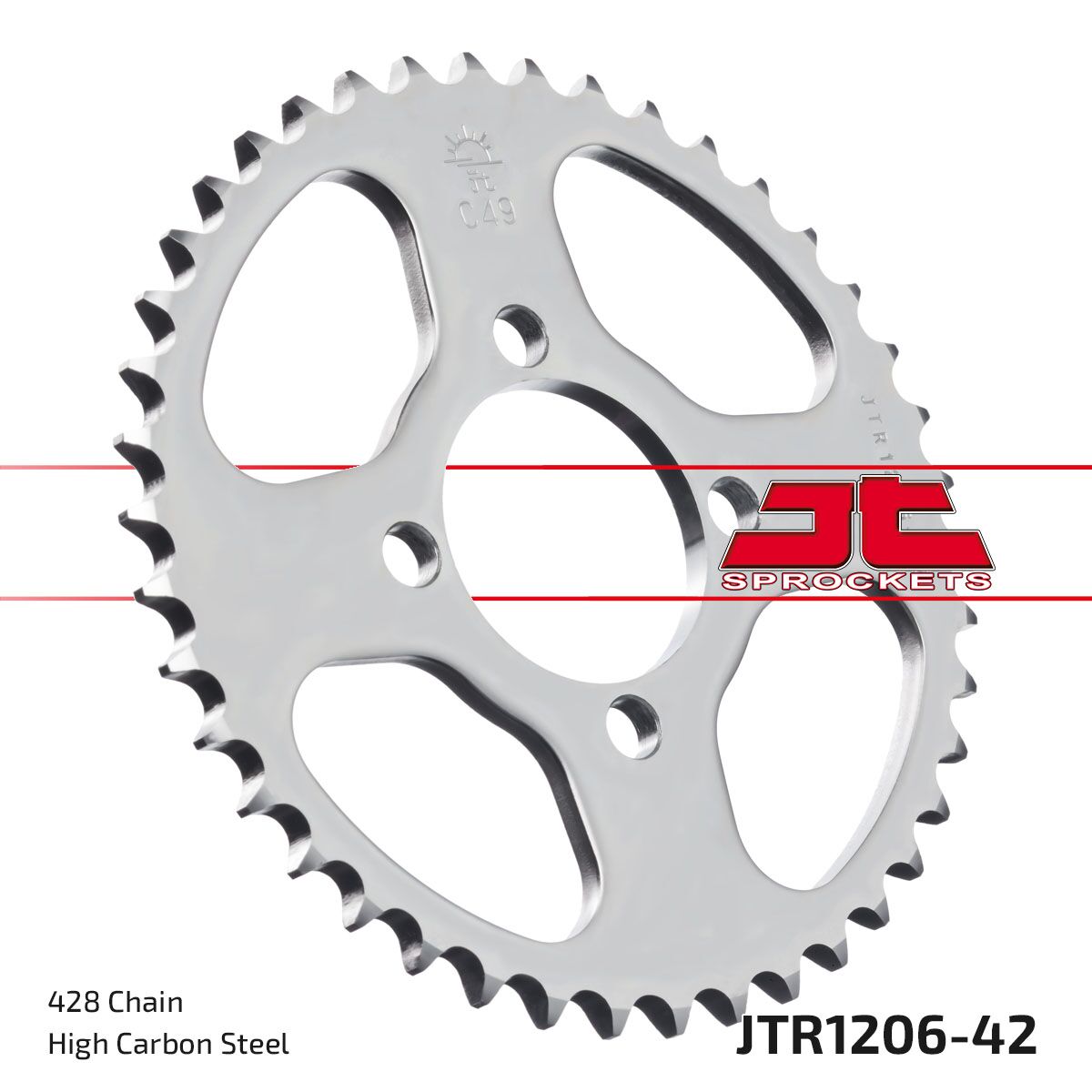JTR1206.42 REAR REPLACEMENT SPROCKET 42 TEETH 420 PITCH NATURAL STEEL