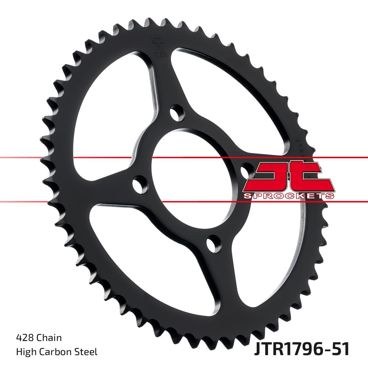 JTR1796.51 REAR REPLACEMENT SPROCKET 51 TEETH 428 PITCH NATURAL STEEL