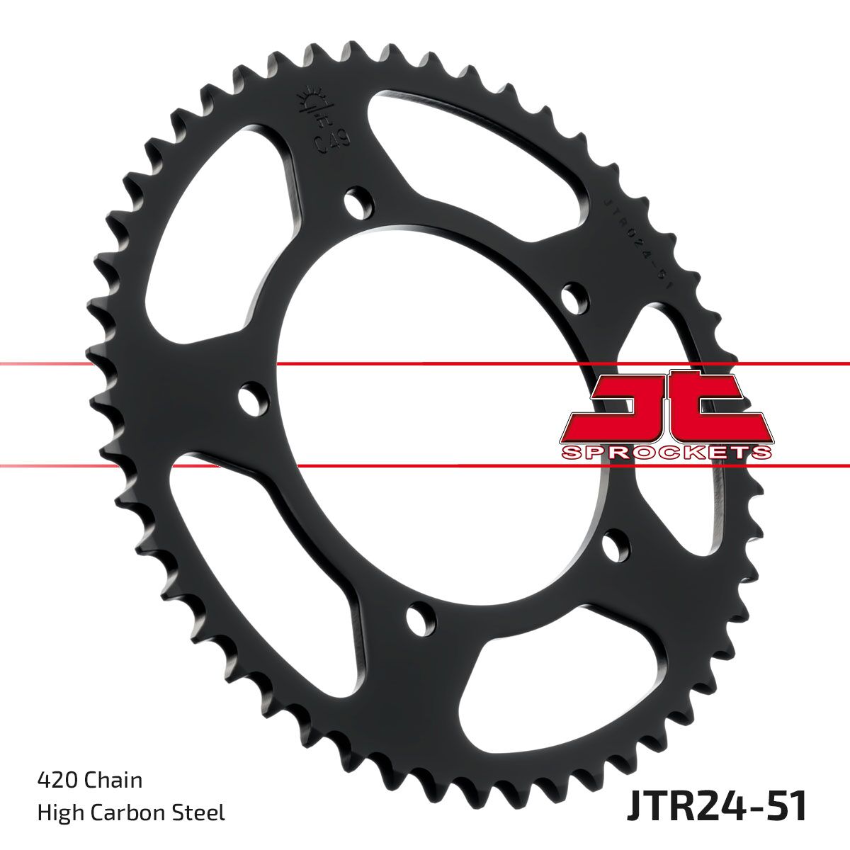 JTR24.51 REAR REPLACEMENT SPROCKET 51 TEETH 420 PITCH NATURAL STEEL