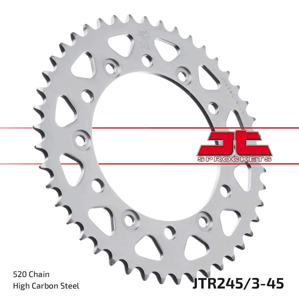 JTR245/3.45 REAR REPLACEMENT SPROCKET 45 TEETH 520 PITCH NATURAL C49 HIGH CARBON STEEL