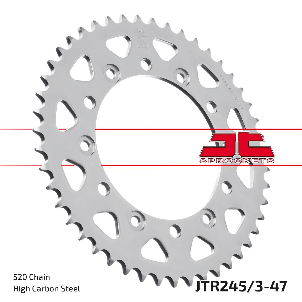 JTR245/3.47 REAR REPLACEMENT SPROCKET 47 TEETH 520 PITCH NATURAL C49 HIGH CARBON STEEL