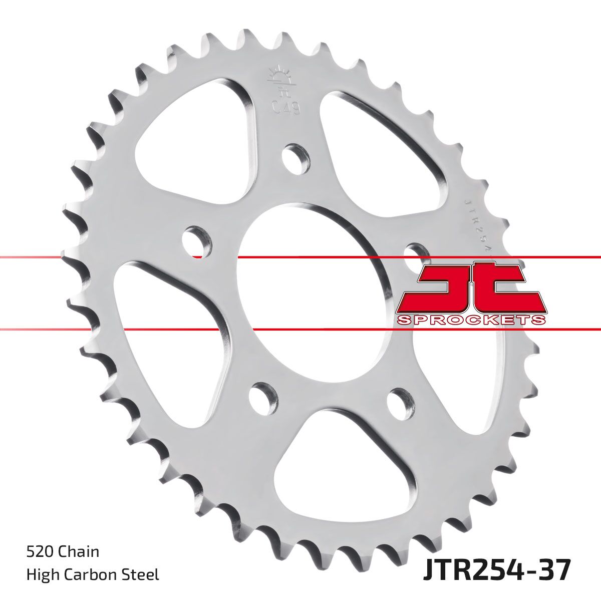 JTR254.37 REAR REPLACEMENT SPROCKET 37 TEETH 520 PITCH NATURAL STEEL