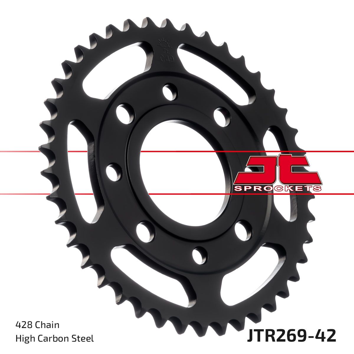 JTR269.42 REAR REPLACEMENT SPROCKET 42 TEETH 428 PITCH NATURAL STEEL