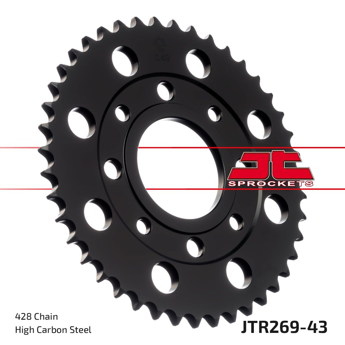 JTR269.43 REAR REPLACEMENT SPROCKET 43 TEETH 428 PITCH NATURAL STEEL