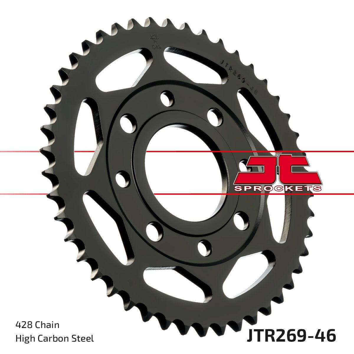 JTR269.46 REAR REPLACEMENT SPROCKET 46 TEETH 428 PITCH NATURAL STEEL