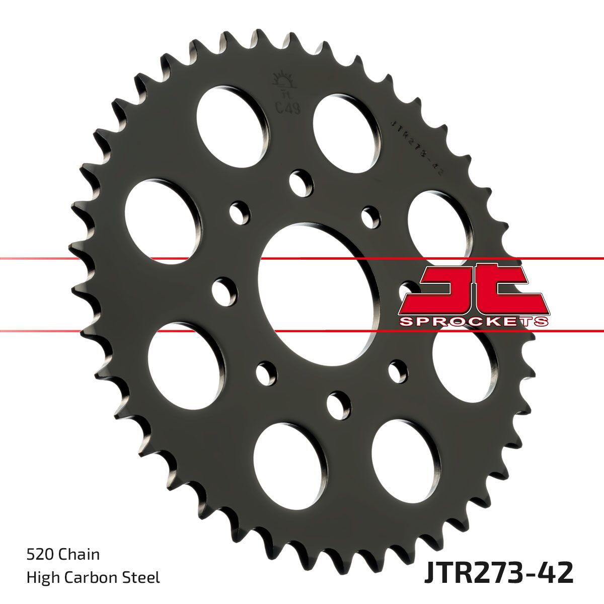 JTR273.42 REAR REPLACEMENT SPROCKET 42 TEETH 520 PITCH NATURAL STEEL