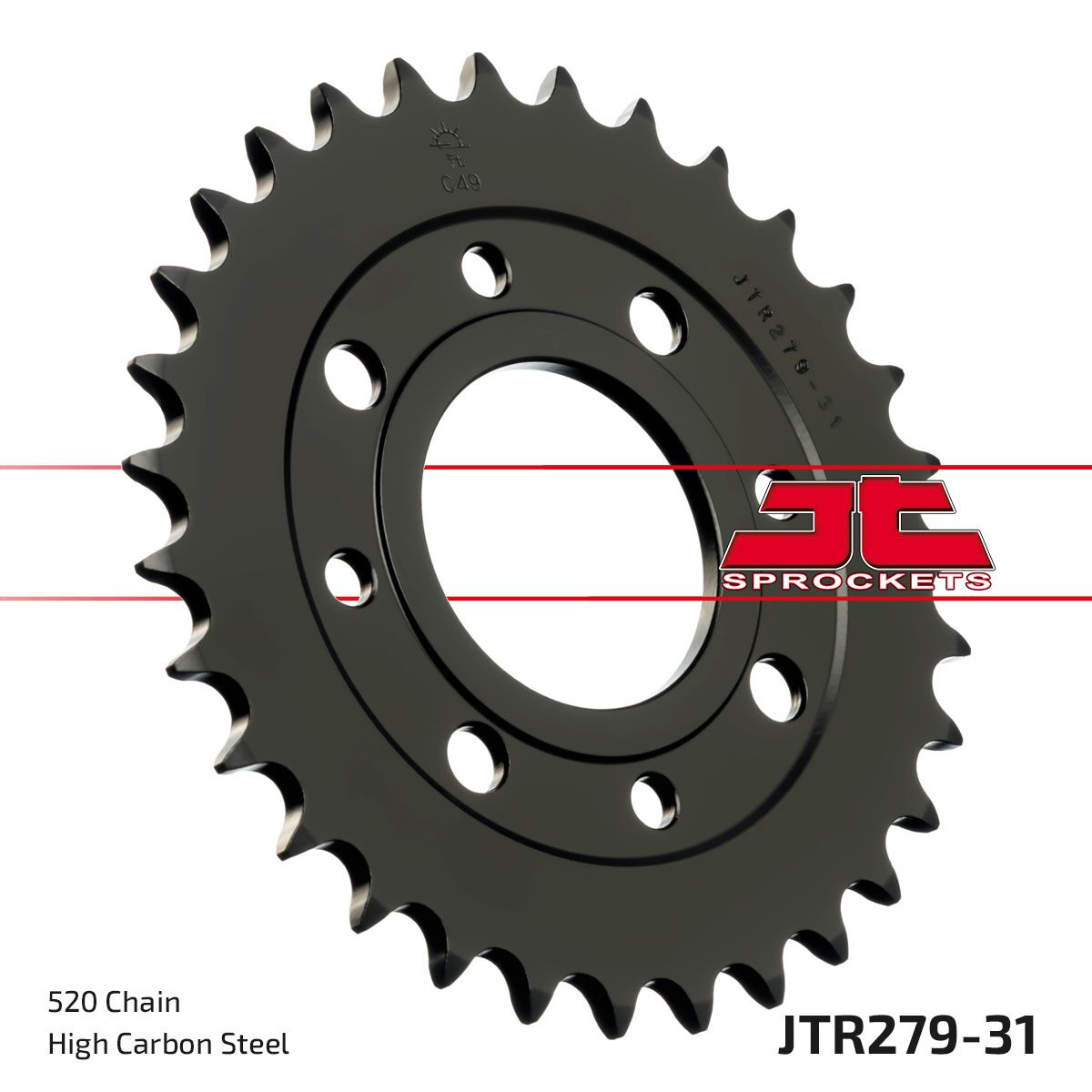 JTR279.31 REAR REPLACEMENT SPROCKET 31 TEETH 520 PITCH NATURAL STEEL