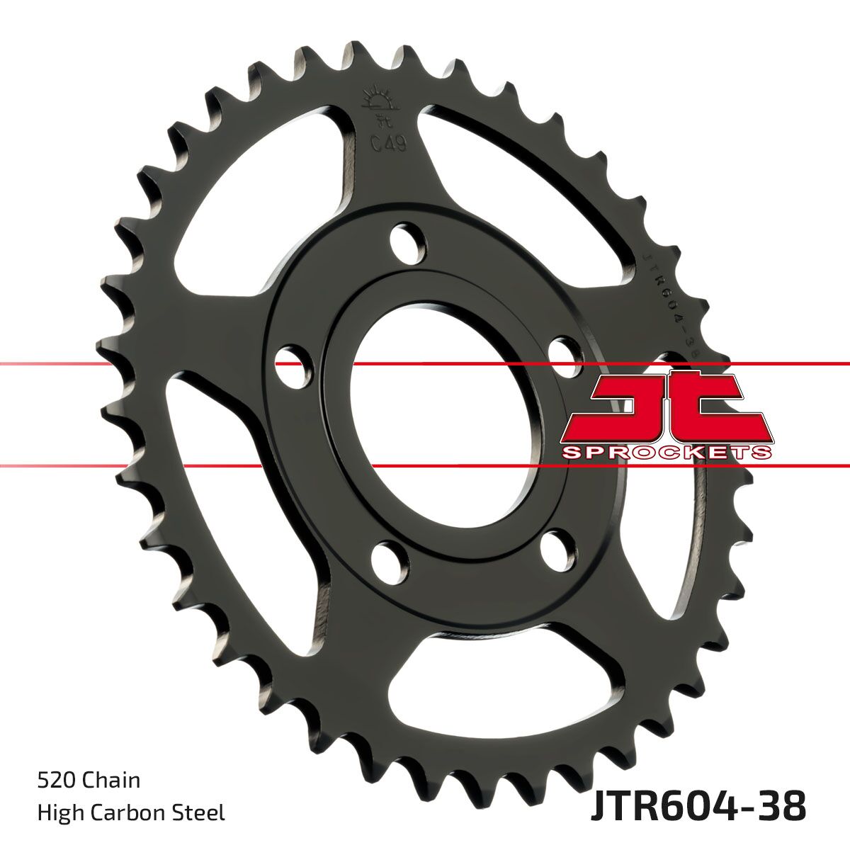 JTR604.38 REAR REPLACEMENT SPROCKET 38 TEETH 520 PITCH NATURAL STEEL