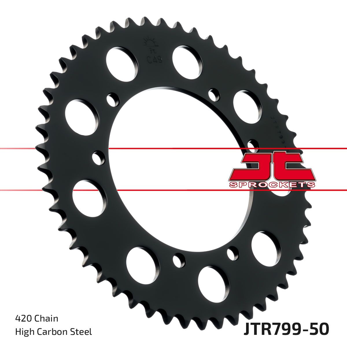 JTR799.50 REAR REPLACEMENT SPROCKET 50 TEETH 420 PITCH NATURAL C49 HIGH CARBON STEEL