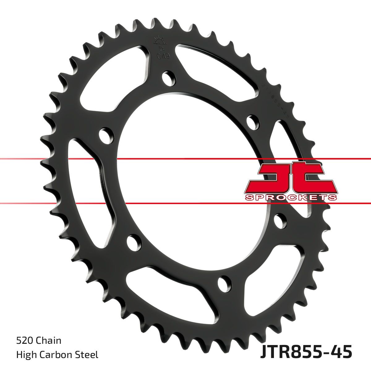 JTR855.45 REAR REPLACEMENT SPROCKET 45 TEETH 520 PITCH NATURAL STEEL