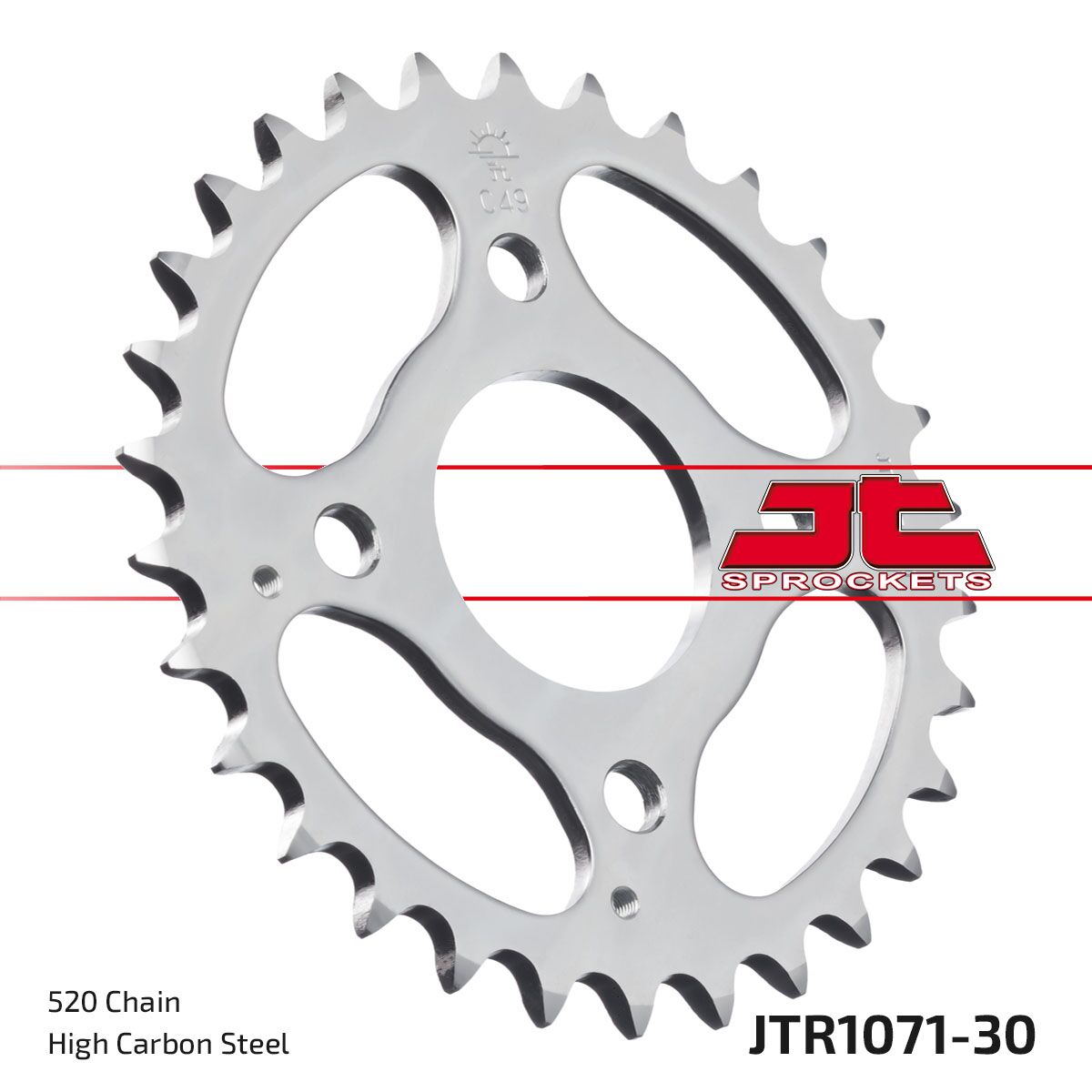 JTR1071.30 REAR REPLACEMENT SPROCKET 30 TEETH 520 PITCH NATURAL C49 HIGH CARBON STEEL