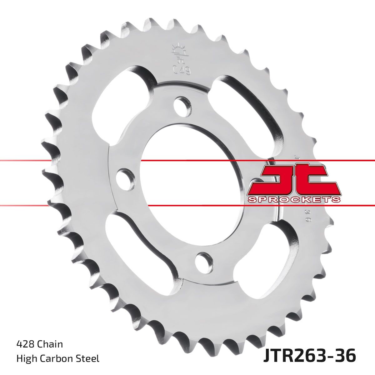 JTR263.36 REAR REPLACEMENT SPROCKET 36 TEETH 428 PITCH NATURAL C49 HIGH CARBON STEEL