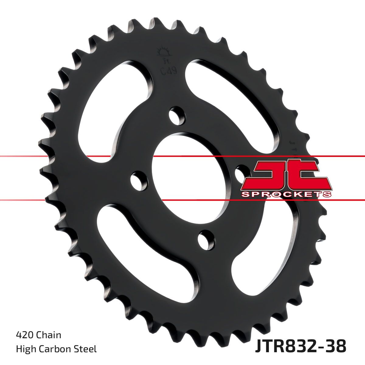 JTR832.38 REAR REPLACEMENT SPROCKET 38 TEETH 420 PITCH NATURAL C49 HIGH CARBON STEEL