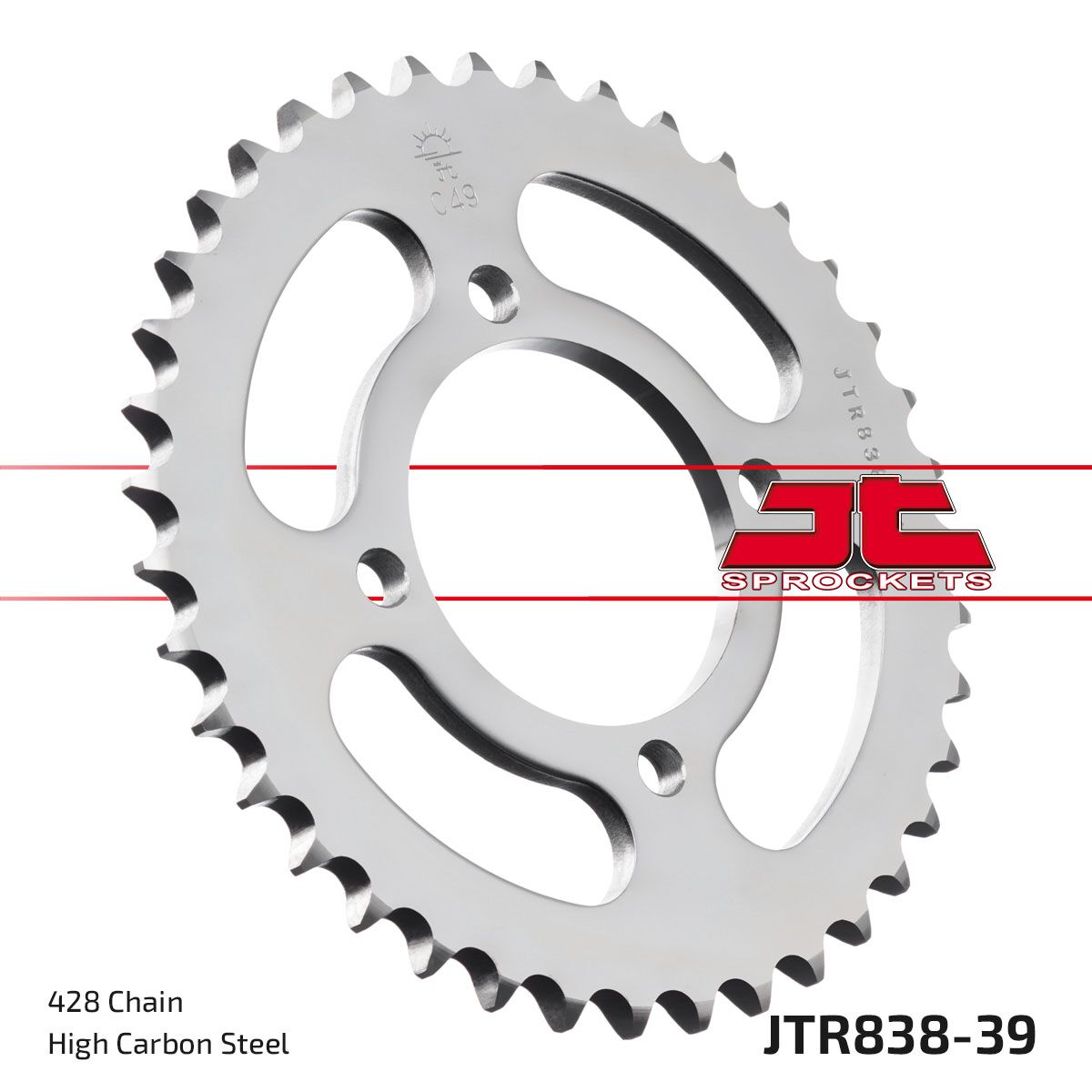 JTR838.39 REAR REPLACEMENT SPROCKET 39 TEETH 428 PITCH NATURAL C49 HIGH CARBON STEEL