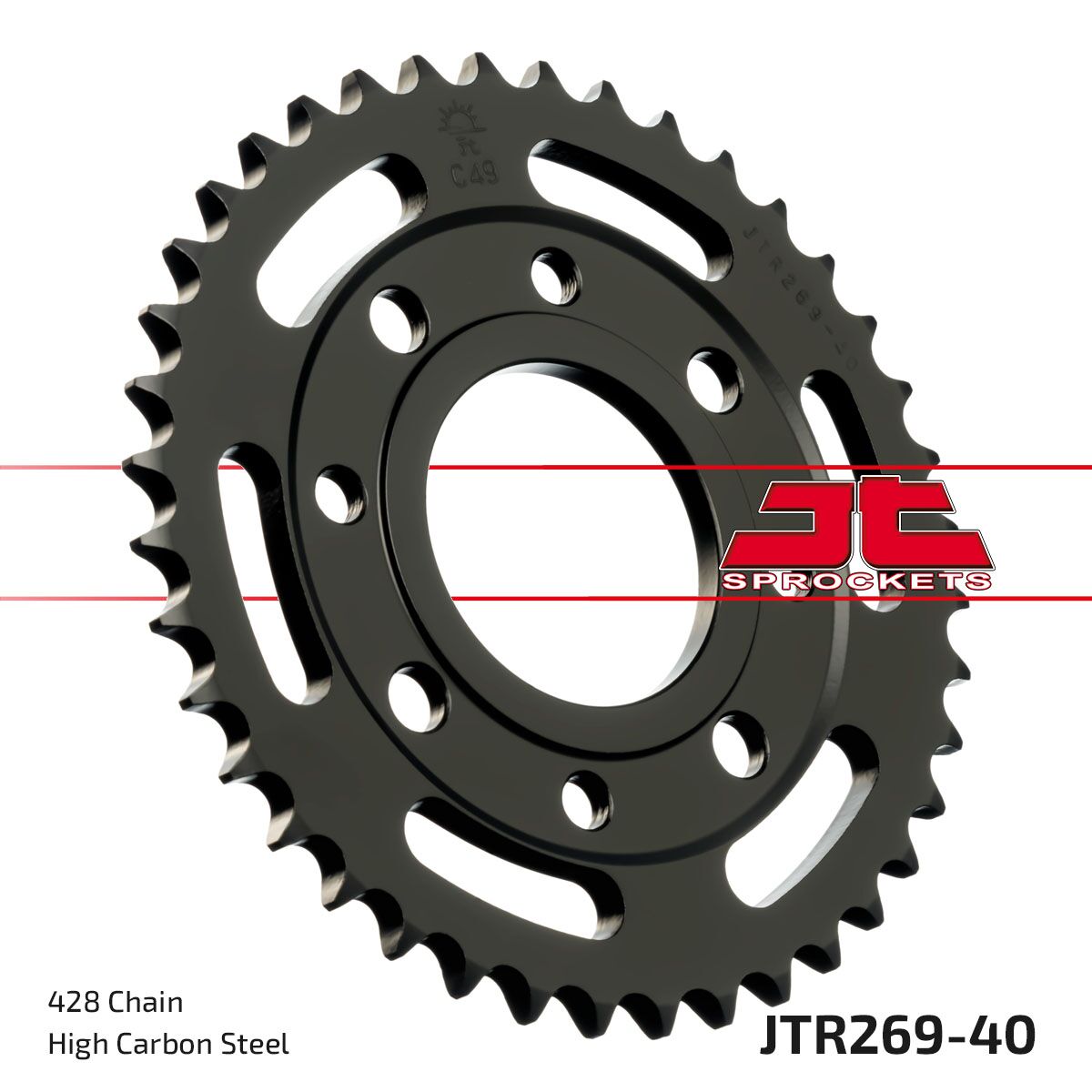 JTR269.40 REAR REPLACEMENT SPROCKET 40 TEETH 428 PITCH NATURAL C49 HIGH CARBON STEEL