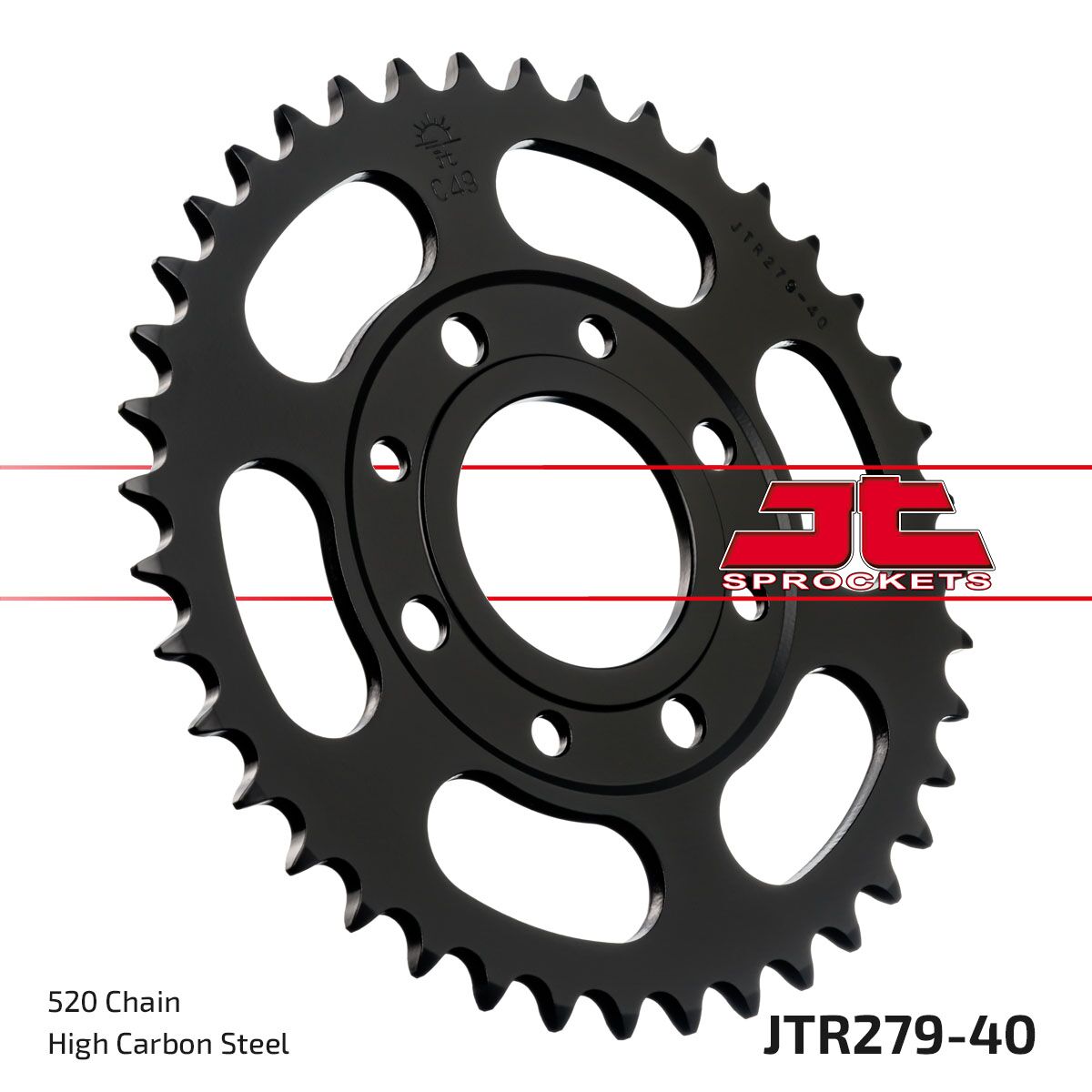 JTR279.40 REAR REPLACEMENT SPROCKET 40 TEETH 520 PITCH NATURAL C49 HIGH CARBON STEEL