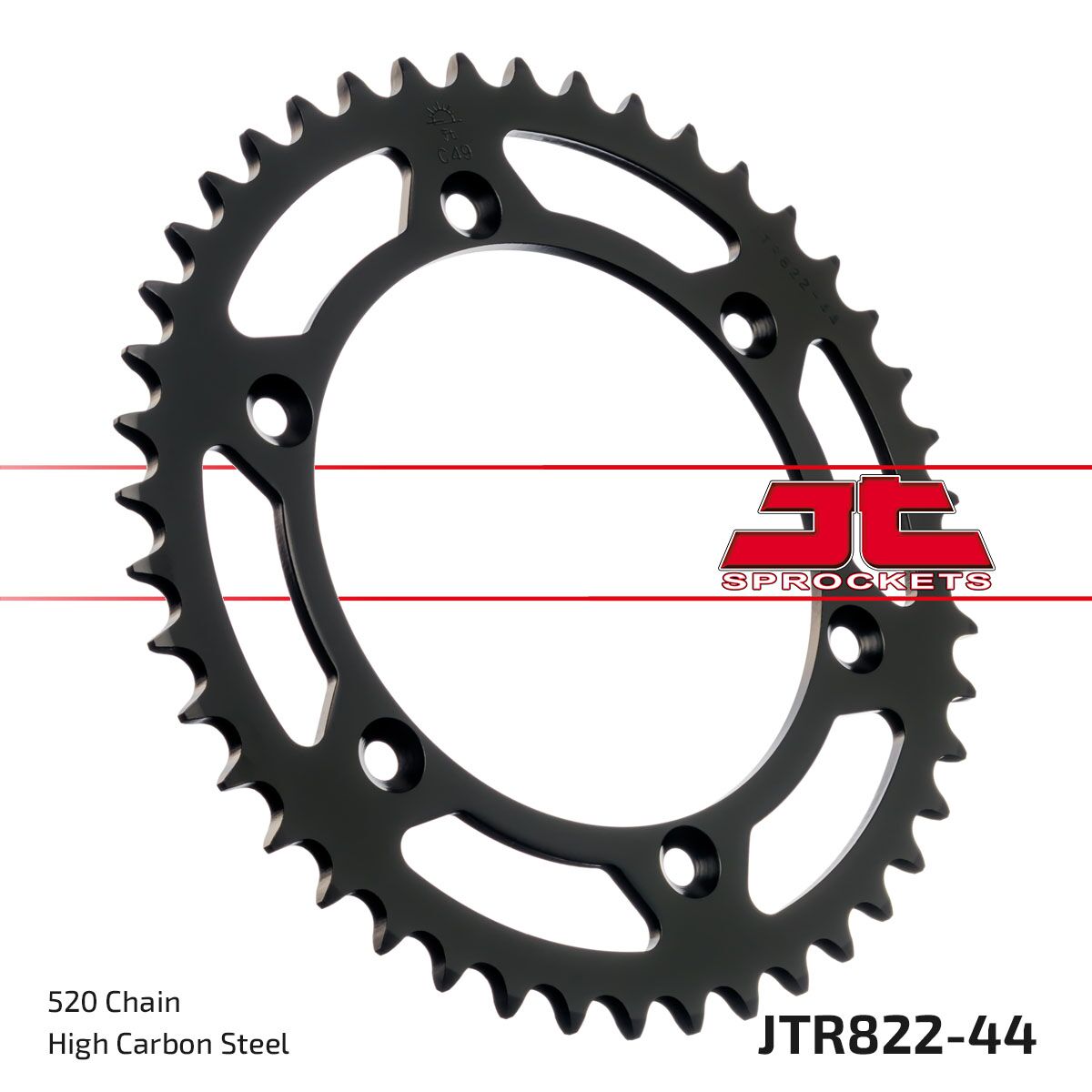 JTR822.44 REAR REPLACEMENT SPROCKET 44 TEETH 520 PITCH NATURAL C49 HIGH CARBON STEEL
