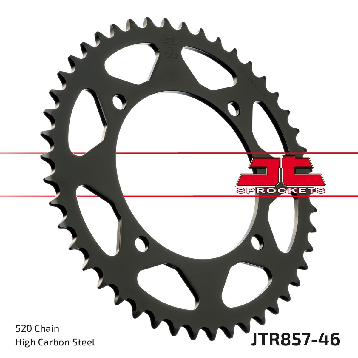 JTR857.46 REAR REPLACEMENT SPROCKET 46 TEETH 520 PITCH NATURAL C49 HIGH CARBON STEEL