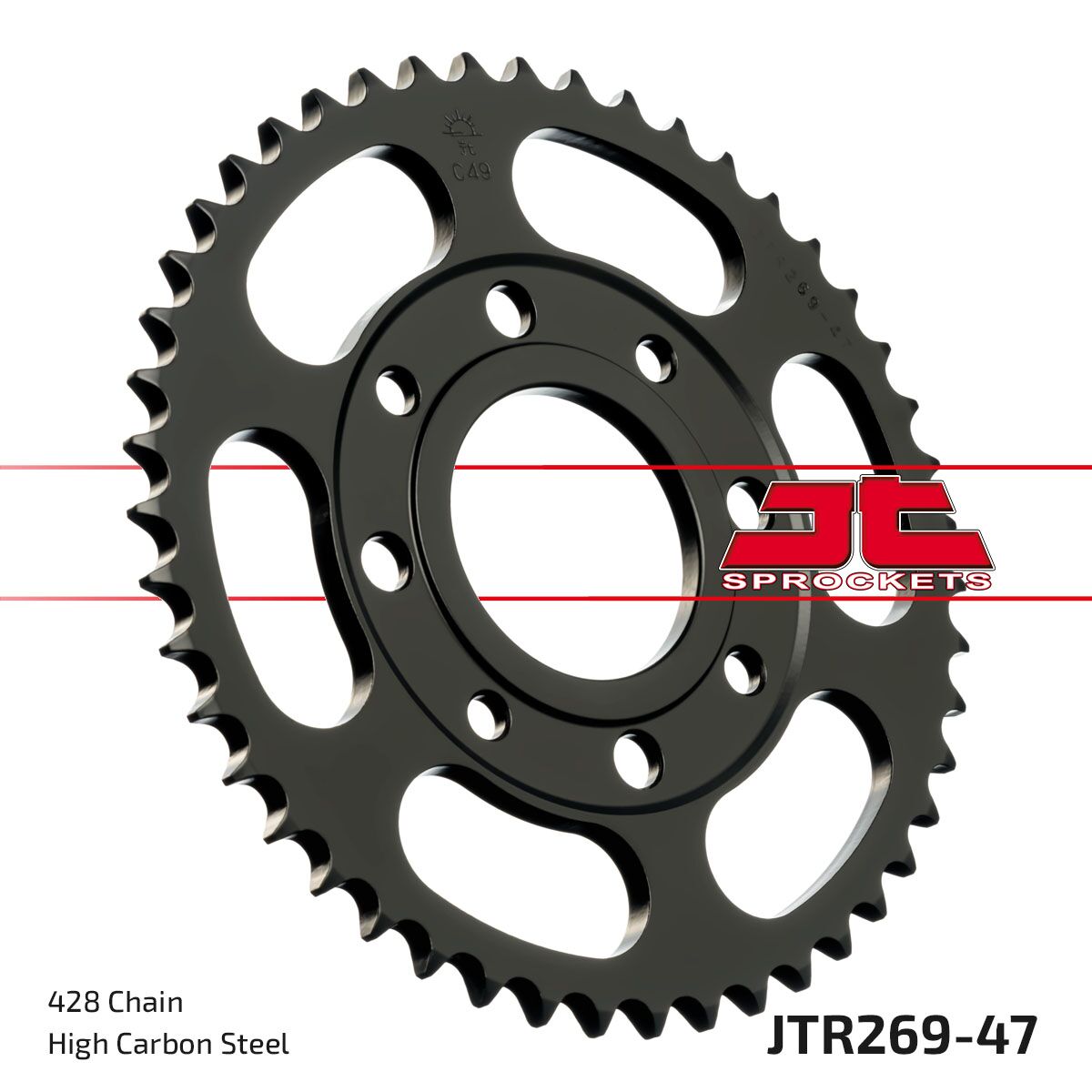 JTR269.47 REAR REPLACEMENT SPROCKET 47 TEETH 428 PITCH NATURAL C49 HIGH CARBON STEEL
