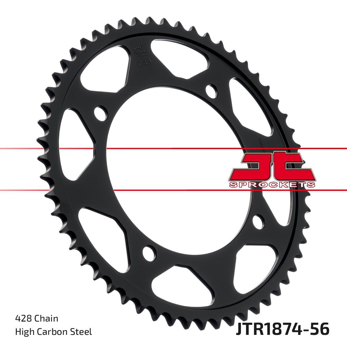 JTR1874.56 REAR REPLACEMENT SPROCKET 56 TEETH 428 PITCH NATURAL C49 HIGH CARBON STEEL