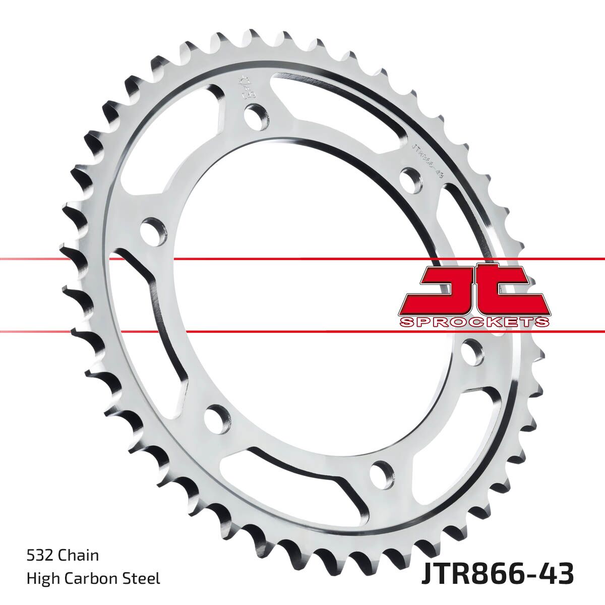 JTR866.43 REAR REPLACEMENT SPROCKET 43 TEETH 532 PITCH NATURAL C49 HIGH CARBON STEEL