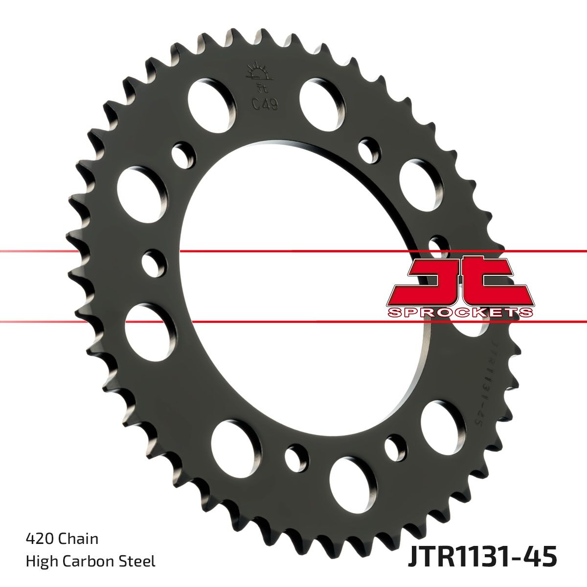 JTR1131.45 REAR REPLACEMENT SPROCKET 45 TEETH 420 PITCH NATURAL C49 HIGH CARBON STEEL