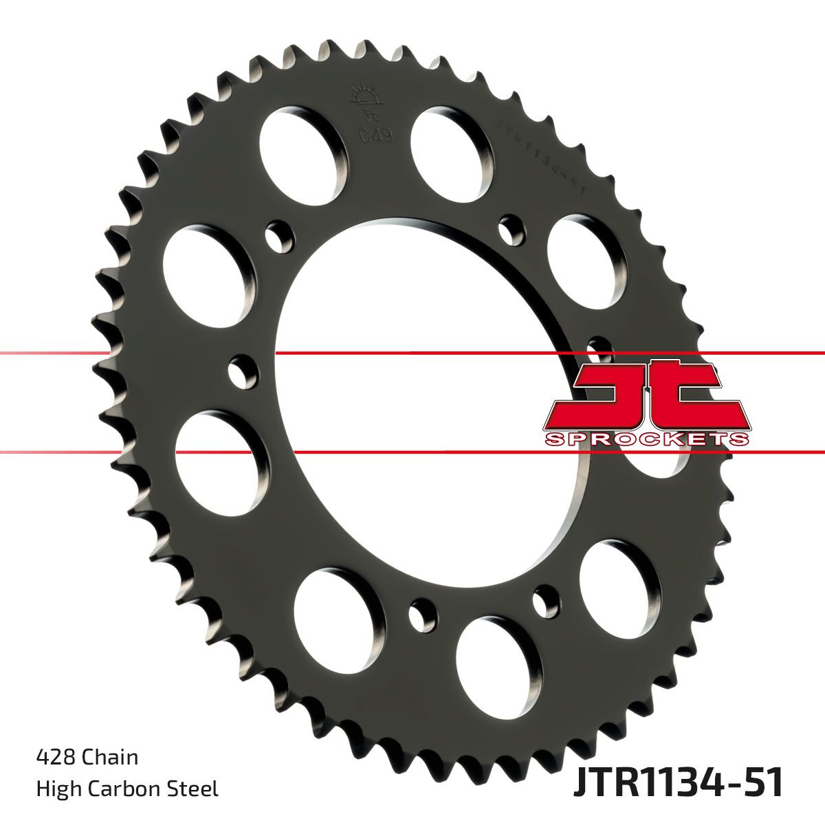 JTR1134.51 REAR REPLACEMENT SPROCKET 51 TEETH 428 PITCH NATURAL C49 HIGH CARBON STEEL