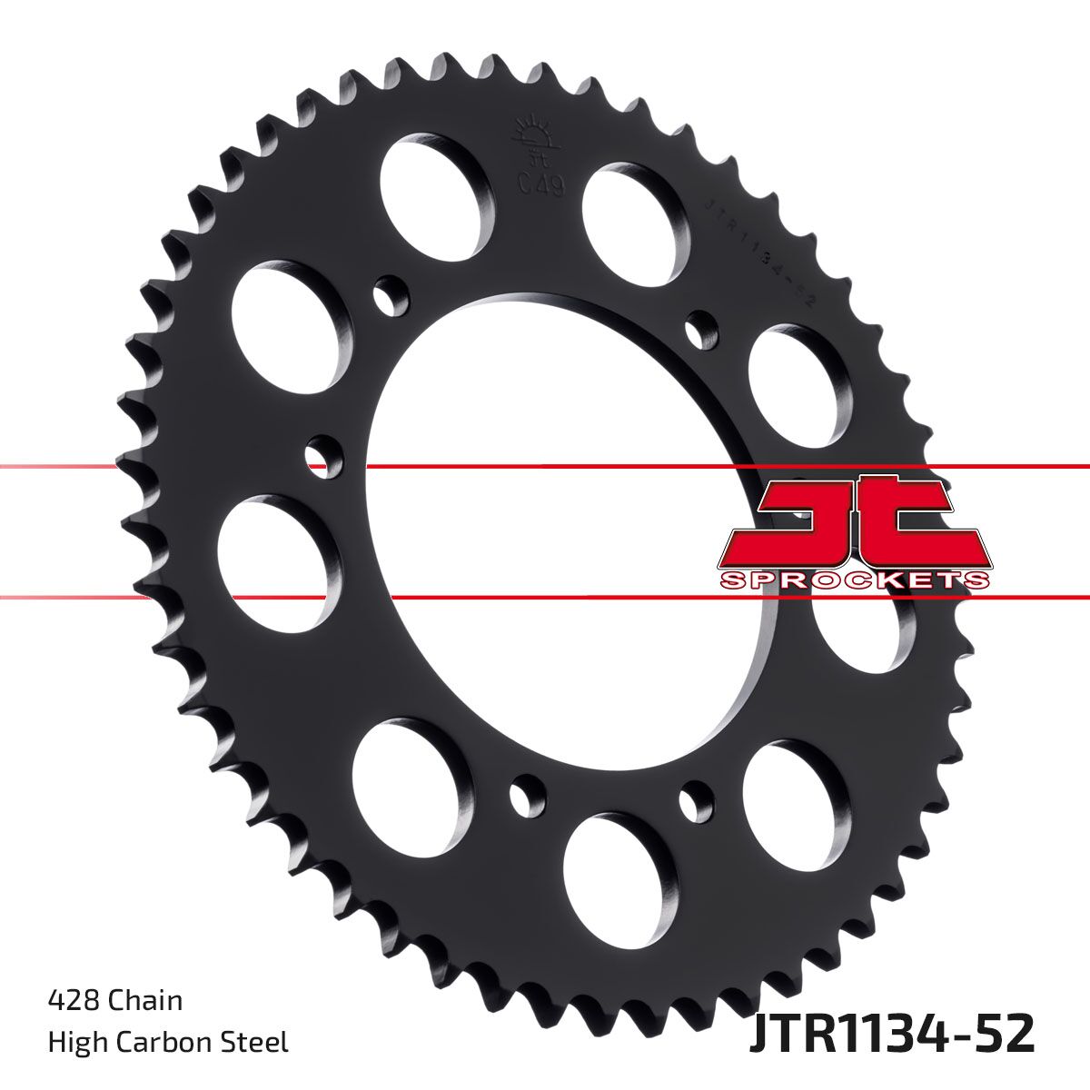 JTR1134.52 REAR REPLACEMENT SPROCKET 52 TEETH 428 PITCH NATURAL C49 HIGH CARBON STEEL