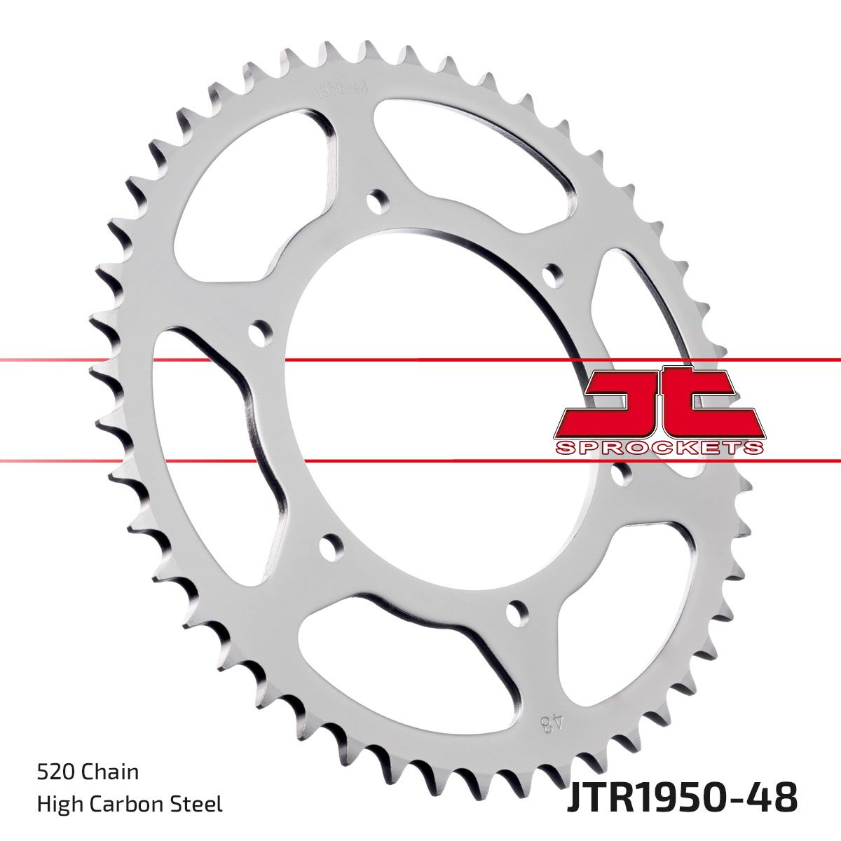 JTR1950.48 REAR REPLACEMENT SPROCKET 48 TEETH 520 PITCH NATURAL C49 HIGH CARBON STEEL