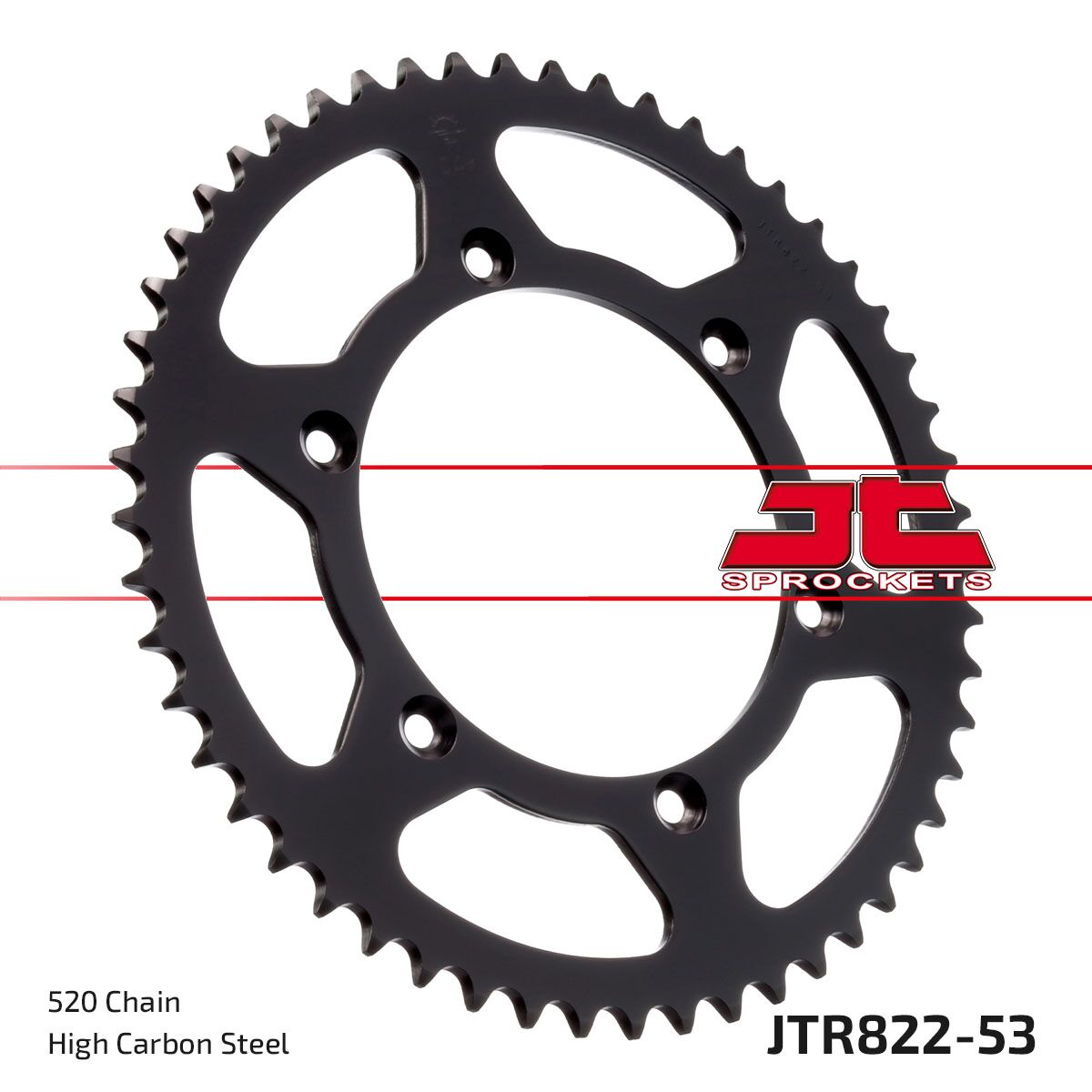 JTR822.53 REAR REPLACEMENT SPROCKET 53 TEETH 520 PITCH NATURAL C49 HIGH CARBON STEEL